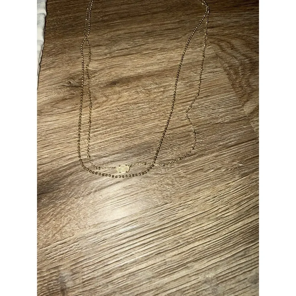 Kendra Scott Emilie Gold Multi Strand Necklace Iridescent Drusy Dainty Layered